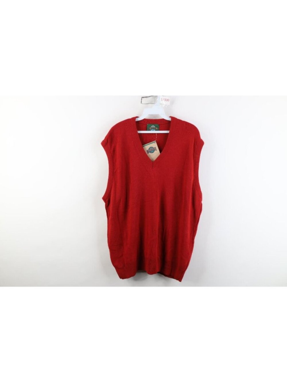 Deadstock Vintage 90s Streetwear Mens XL Blank Knit V-Neck Sweater Vest Red USA